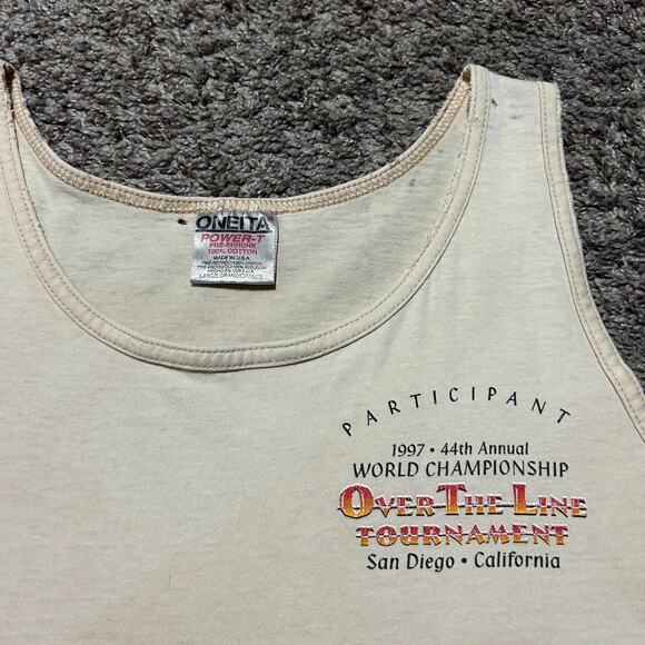 Vintage 90s Tank Top Distressed San Diego Graphic Tee Over The Line 1997 - Picture 4 of 8